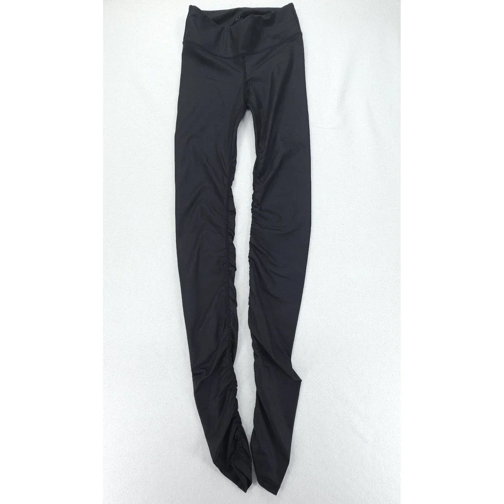 Alo Yoga Leggings Womens XS Black Goddess Over Heel Yoga Pants Athletic Stretch